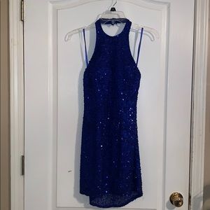 blue sequin mini dress